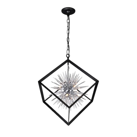 Cwi Lighting Starburst 6 Light Chandelier With Chrome & Black Finish 1178P22-6-601